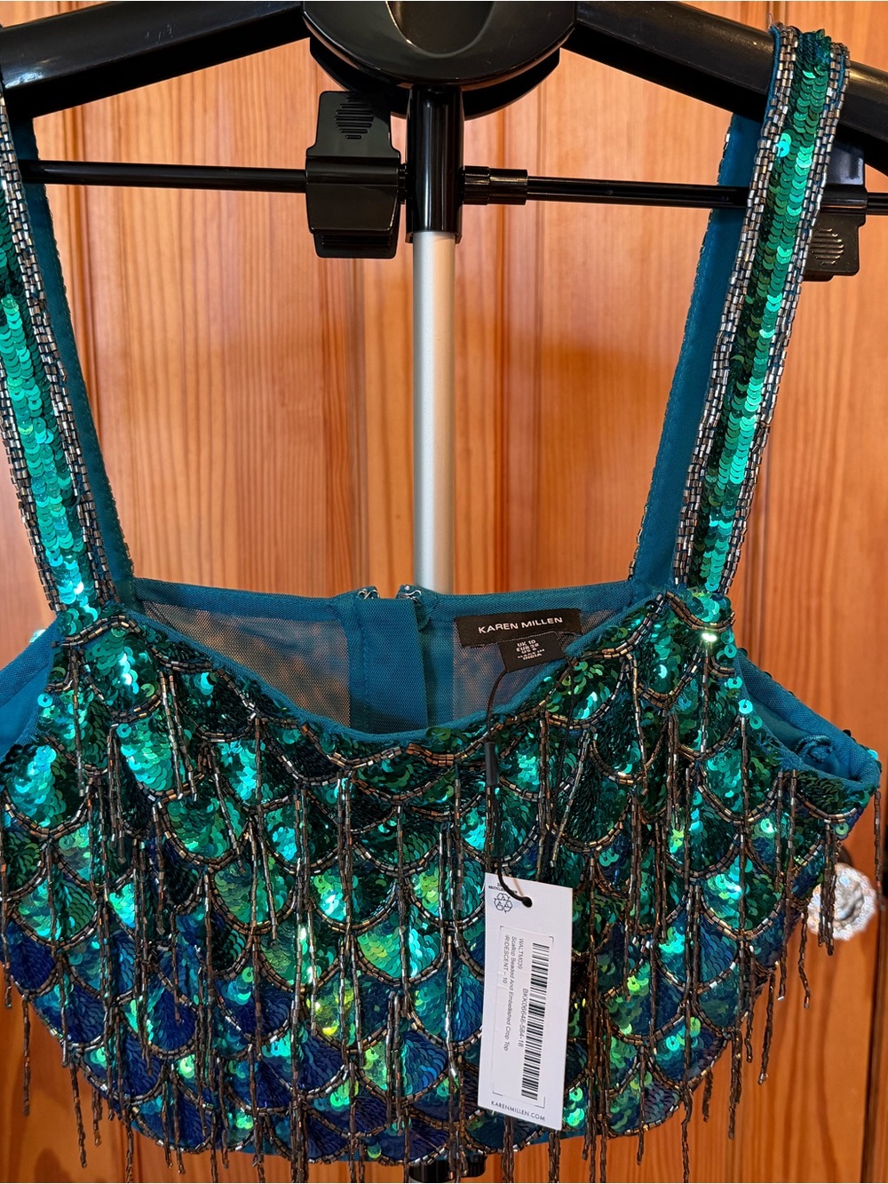 Karen Millen Teal & Emerald Scalloped Sequin Set - NWT